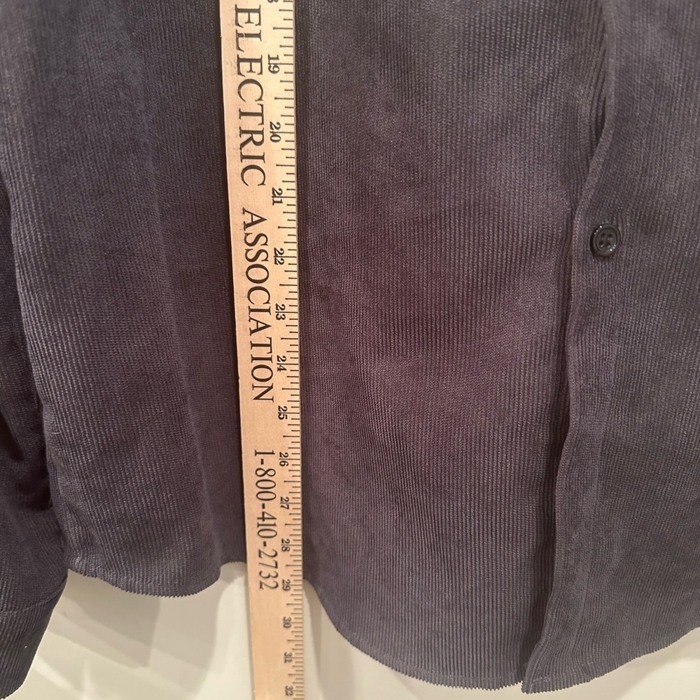 ROMWE Men’s Grey Corduroy Button-Up Hooded Shirt Fall Layer Sz M - Picture 4 of 7